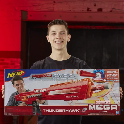 Thunderhawk Nerf AccuStrike Mega Toy Blaster - Longest Nerf Blaster - 10 Official AccuStrike Nerf Mega Darts, 10-Dart Clip, Bipod - For Kids, Teens, and Adults - نيرف - Image 3
