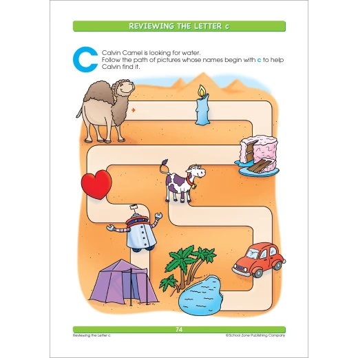 كتاب عمل مدرسة المنطقة الأبجدية للصف P للأعمار 4-6 تعلم مبكر 96 صفحة | الحروف والأصوات وممارسة الكتابة لمرحلة ما قبل المدرسة - سكول زون - Image 3