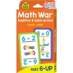 School Zone Math War Addition & Subtraction Game Cards for Ages 6+ Fun Educational Flashcards