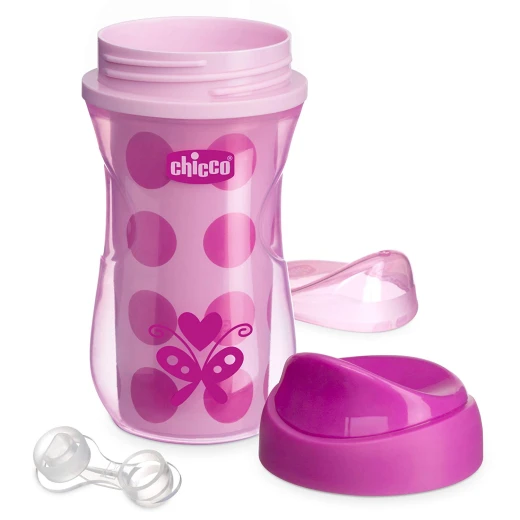Chicco NaturalFit Insulated Rim Spout Trainer Sippy Cup, 266ml, Pink - Chicco - Image 2