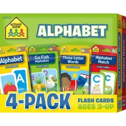School Zone Alphabet Flash Cards 4 Pack: Educational ABC Learning for Ages 3+ Phonics & Reading