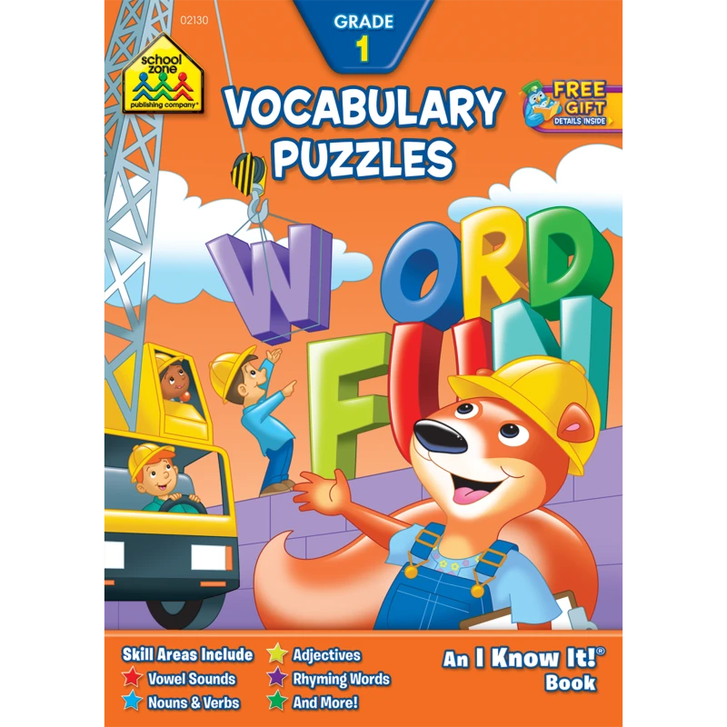 School Zone - Vocabulary Puzzles Grade 1 Workbook - سكول زون