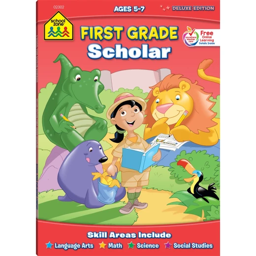 كراسة عمل Scholar Deluxe Edition للصف الأول من School Zone لتطوير مهارات الاستعداد للصف الأول 64 صفحة كراسة عمل Scholar Deluxe Edition للصف الأول من School Zone لتطوير مهارات الاستعداد للصف الأول 64 صفحة