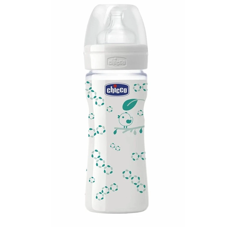 Chicco Natural Glass Bottle Silicone (240 ml) - تشيكو