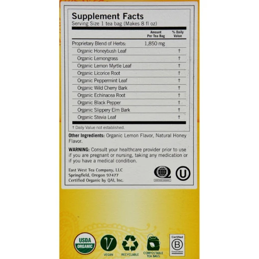 Yogi Throat Comfort Herbal Tea Caffeine Free Honey Lemon – 16 Tea Bags - يوجي - Image 2