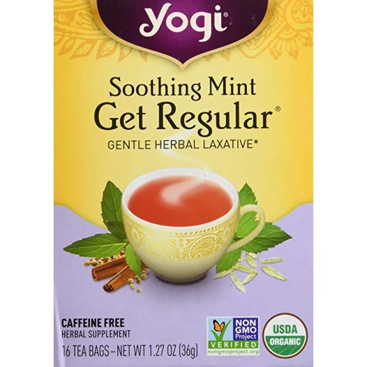 Yogi Herbal Tea Get Regular Caffeine Free Soothing Mint - 16 Tea Bags