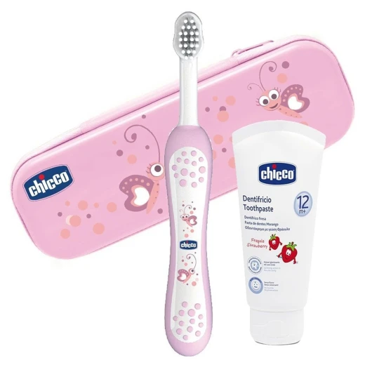 Chicco Oral Set Pink Without Fluoride - تشيكو - Image 2