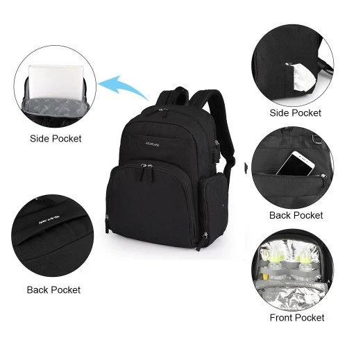 Colorland Baby Changing Backpack with Built in USB Port (Black) - كولورلاند - Image 2