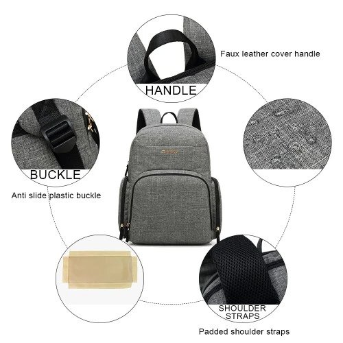 Colorland Baby Changing Backpack with Built in USB Port (Gray) - كولورلاند - Image 3