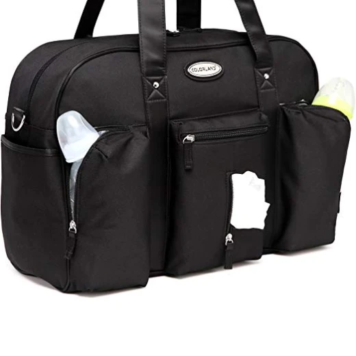Colorland Abdie Duffel Shoulder Mummy Diaper Bag (Black) - كولورلاند - Image 11