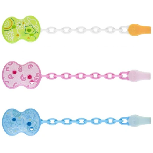 Chicco Clip With Chain Mixed Colours, Orange, Blue or Pink - أزرق - تشيكو - Image 2