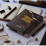دفاتر برسمة تصميم الرخام بلون أسود من مفكرة - مفكرة