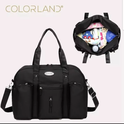 Colorland Abdie Duffel Shoulder Mummy Diaper Bag (Black) - كولورلاند - Image 2