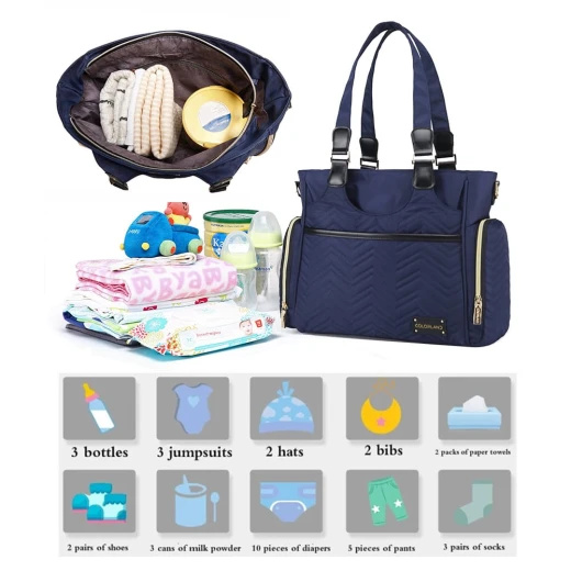 Colorland Classic Baby Diaper Tote Maternity Bag, Navy Blue - كولورلاند - Image 4