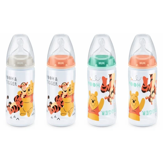 NUK Disney Winnie the Pooh First Choice Bottle, 300ml, 0-6 Months Silicone Teat, Assorted Colors NUK Disney Winnie the Pooh First Choice Bottle, 300ml, 0-6 Months Silicone Teat, Assorted Colors