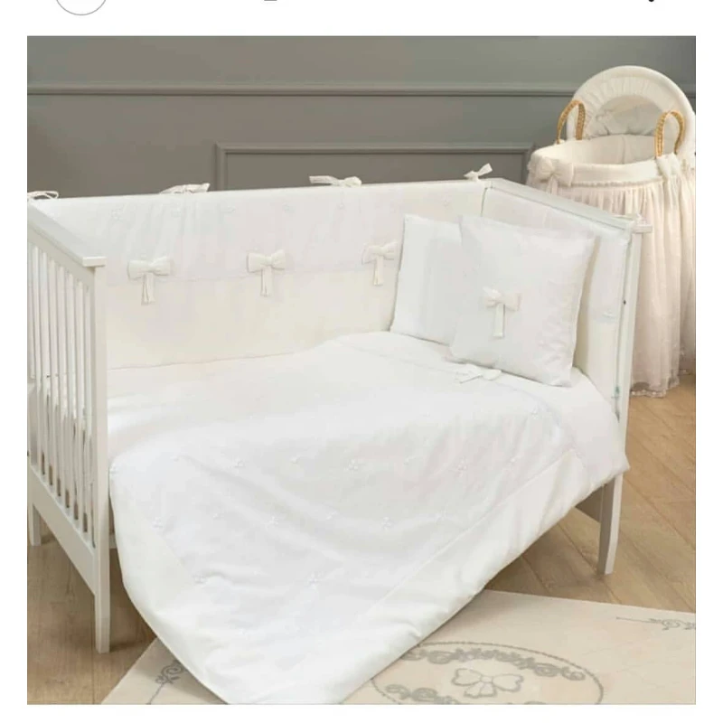 Funna Baby Bed Set 8pcs Premium, 60X120 cm, White - فونا بيبي