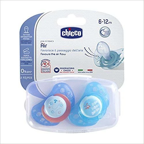 Chicco Physio Air Blue (6-12M) Silicone, 2 Pieces - تشيكو - Image 2