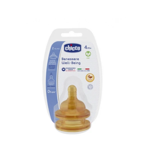 Chicco Well Being Latex Teat +4 months, Fast Flow Chicco Well Being Latex Teat +4 months, Fast Flow