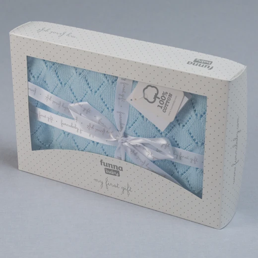 Funna Knitted Blanket Punto - Blue - فونا بيبي - Image 2