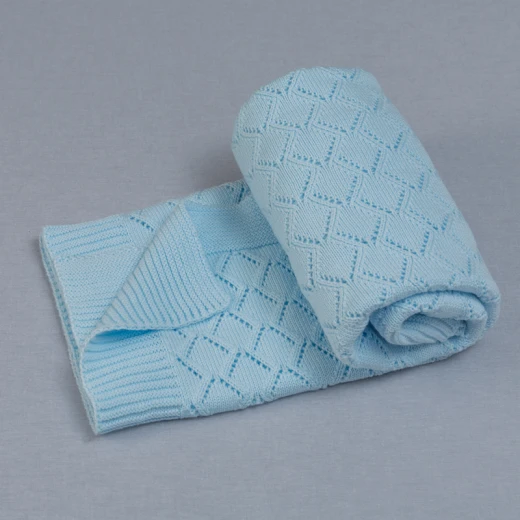 Funna Knitted Blanket Punto - Blue - فونا بيبي - Image 3