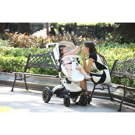 AiQi® Pushchair (3 in 1) Prams Travel System with Bassinet 360 Degrees - Angle - Image 4