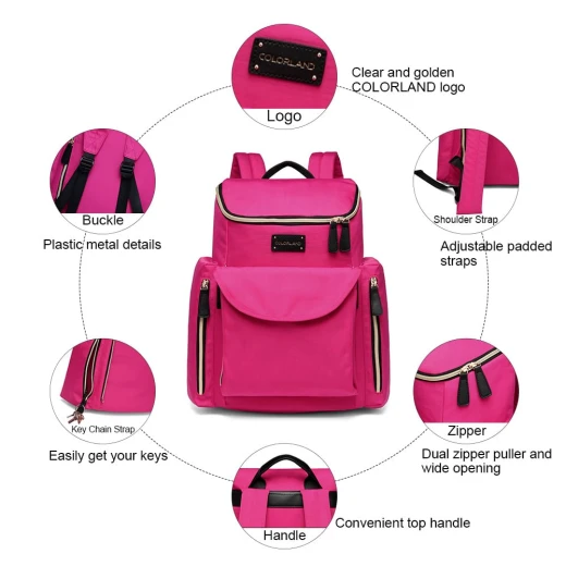 Colorland Burnell Baby Changing Backpack, Pink - كولورلاند - Image 4