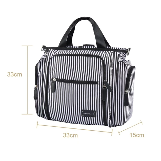 Colorland Gabrielle Tote Baby Changing Bag, Black & White Strips - Colorland - Image 7