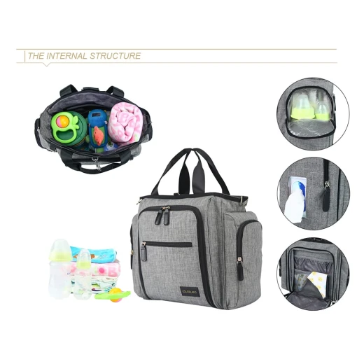 Colorland Gabrielle Tote Baby Changing Bag, Black & White Strips - Colorland - Image 4