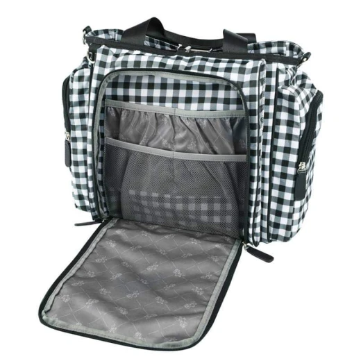 Colorland Gabrielle Tote Baby Changing Bag, Black & White Chequered - كولورلاند - Image 8
