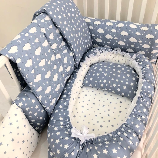 Anett Newborn Baby Bedding Set, Clouds, Blue Anett Newborn Baby Bedding Set, Clouds, Blue