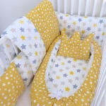 Anett Newborn Baby Bedding Set, Colorful Stars, Yellow - أنيت