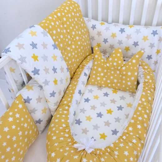 Anett Newborn Baby Bedding Set, Colorful Stars, Yellow Anett Newborn Baby Bedding Set, Colorful Stars, Yellow