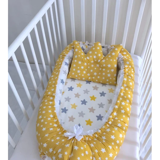 Anett Newborn Baby Bedding Set, Colorful Stars, Yellow - أنيت - Image 4