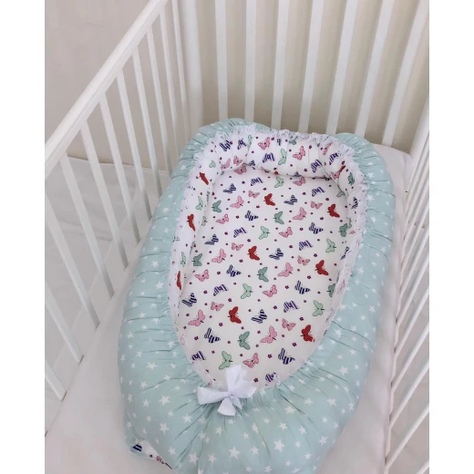 Anett Newborn Baby Bedding Set, Colorful Butterflies, Pale Green - أنيت - Image 3