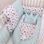 Anett Newborn Baby Bedding Set, Colorful Butterflies, Pale Green - أنيت