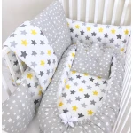 Anett Newborn Baby Bedding Set, Colorful Stars, Grey - أنيت