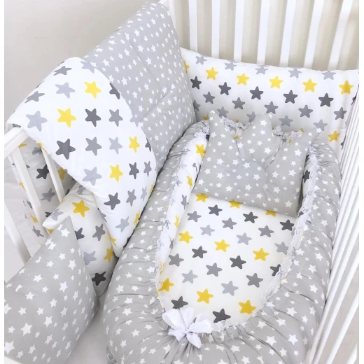 Anett Newborn Baby Bedding Set, Colorful Stars, Grey Anett Newborn Baby Bedding Set, Colorful Stars, Grey