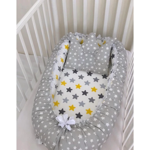 Anett Newborn Baby Bedding Set, Colorful Stars, Grey - أنيت - Image 5