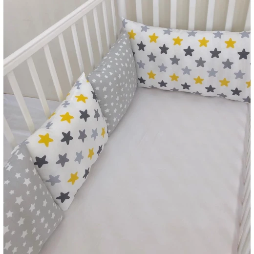 Anett Newborn Baby Bedding Set, Colorful Stars, Grey - أنيت - Image 3