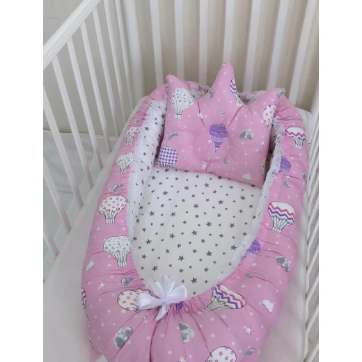 Anett Newborn Baby Bedding Set, ِAirships, Pink - أنيت - Image 2