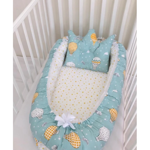 Anett Newborn Baby Bedding Set, ِAirships, Blue - أنيت - Image 4