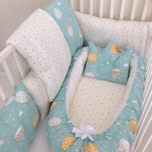 Anett Newborn Baby Bedding Set, ِAirships, Blue Anett Newborn Baby Bedding Set, ِAirships, Blue