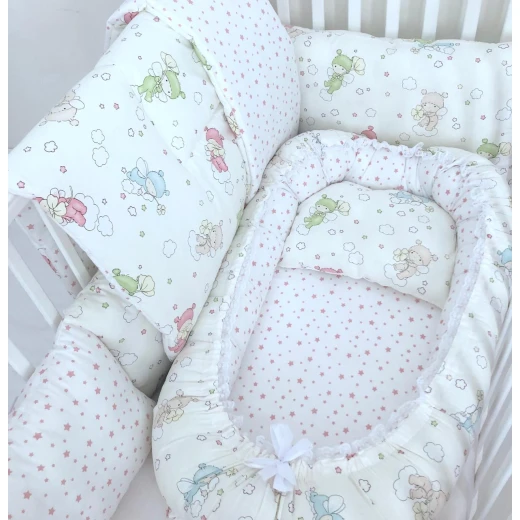 Anett Newborn Baby Bedding Set, Colorful Babies, White Anett Newborn Baby Bedding Set, Colorful Babies, White