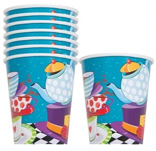 Amscan 9oz Paper Alice in Wonderland Tea Party Cups, 8 Cups - أمسكان - Image 3