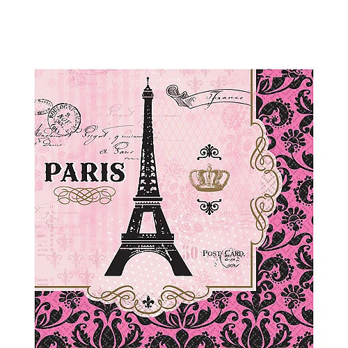 Amscan - A Day In Paris Birthday Party Disposable Lunch Napkins X16 pieces Amscan - A Day In Paris Birthday Party Disposable Lunch Napkins X16 pieces