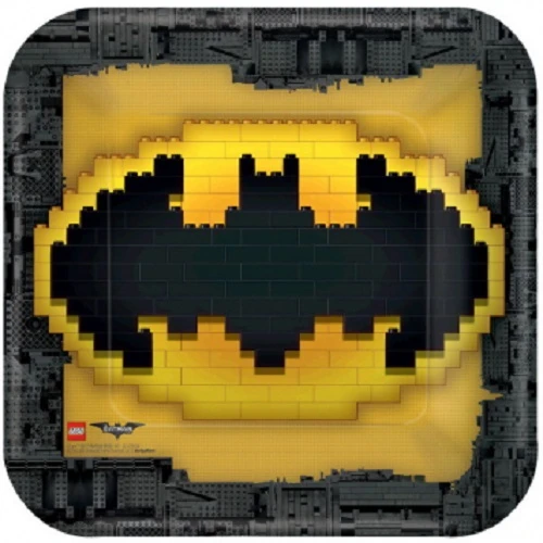 Amscan Lego Batman Square Lunch Plates, 8 Pieces