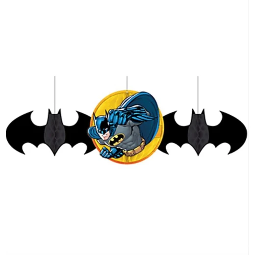 Amscan - Batman DC Honeycomb Danglers Hanging Decorations 3 Count Party - أمسكان - Image 2