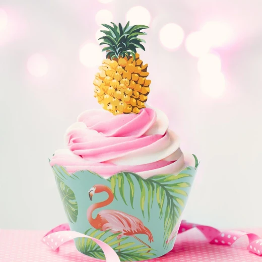 Unique - Paper Flamingo Pineapple Cake Toppers + Cupcake Wrappers DIY Party - يونيك - Image 3