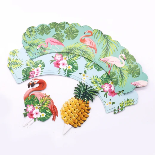 Unique - Paper Flamingo Pineapple Cake Toppers + Cupcake Wrappers DIY Party - يونيك - Image 5