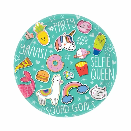 Amscan - Selfie Celebration Paper Plates Party Tableware Unicorn Pizza Emoji Birthday Amscan - Selfie Celebration Paper Plates Party Tableware Unicorn Pizza Emoji Birthday